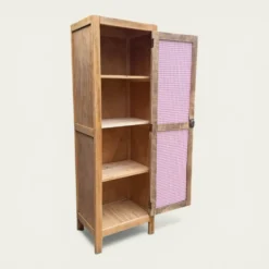 Armoire bonnetière parisienne bois brut 1950