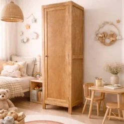 Armoire bonnetière parisienne bois brut 1950
