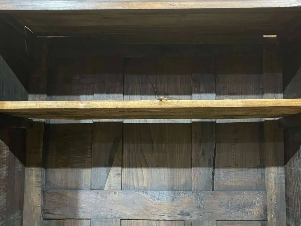 Armoire bretonne XIXème en merisier, chêne et châtaignier