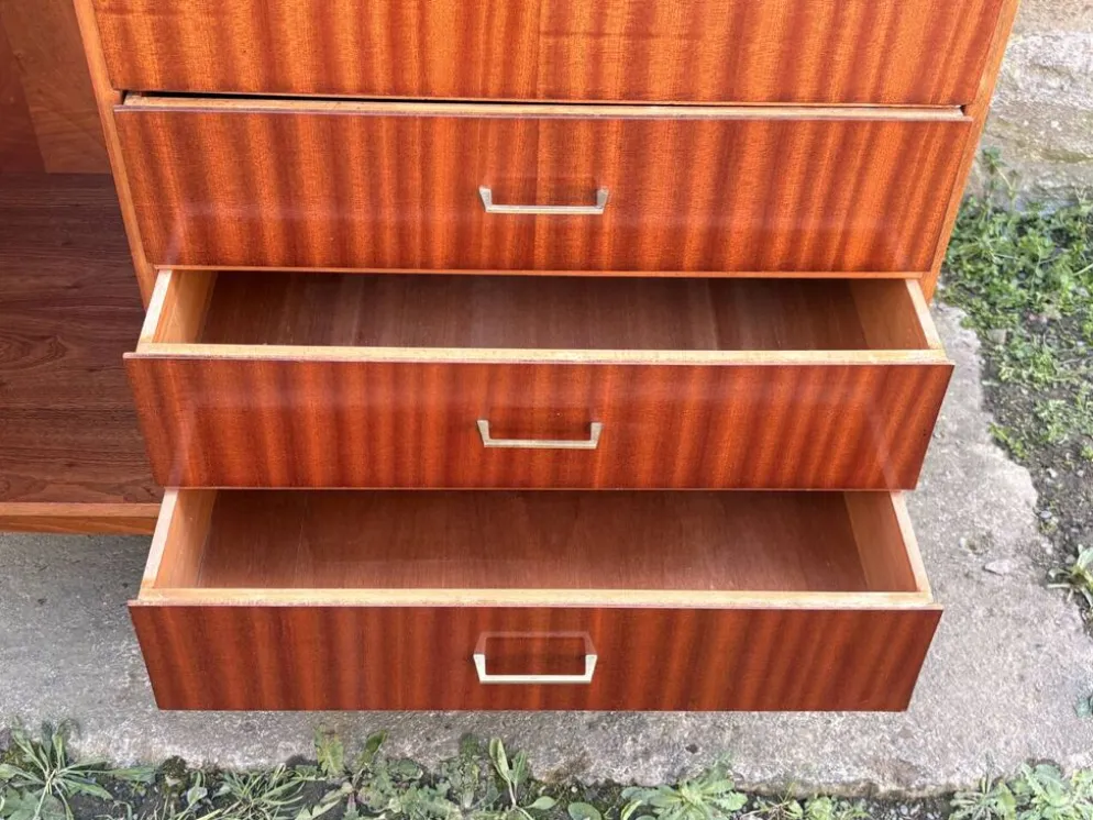 Armoire combinée vintage années 50 en acajou verni – scandinave