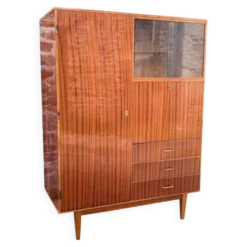 Armoire combinée vintage années 50 en acajou verni – scandinave