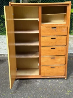 Armoire commode scandinave en bois massif des années 80