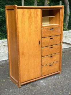 Armoire commode scandinave en bois massif des années 80
