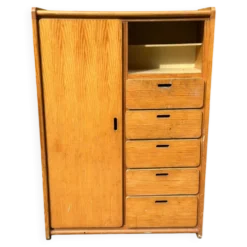 Armoire commode scandinave en bois massif des années 80