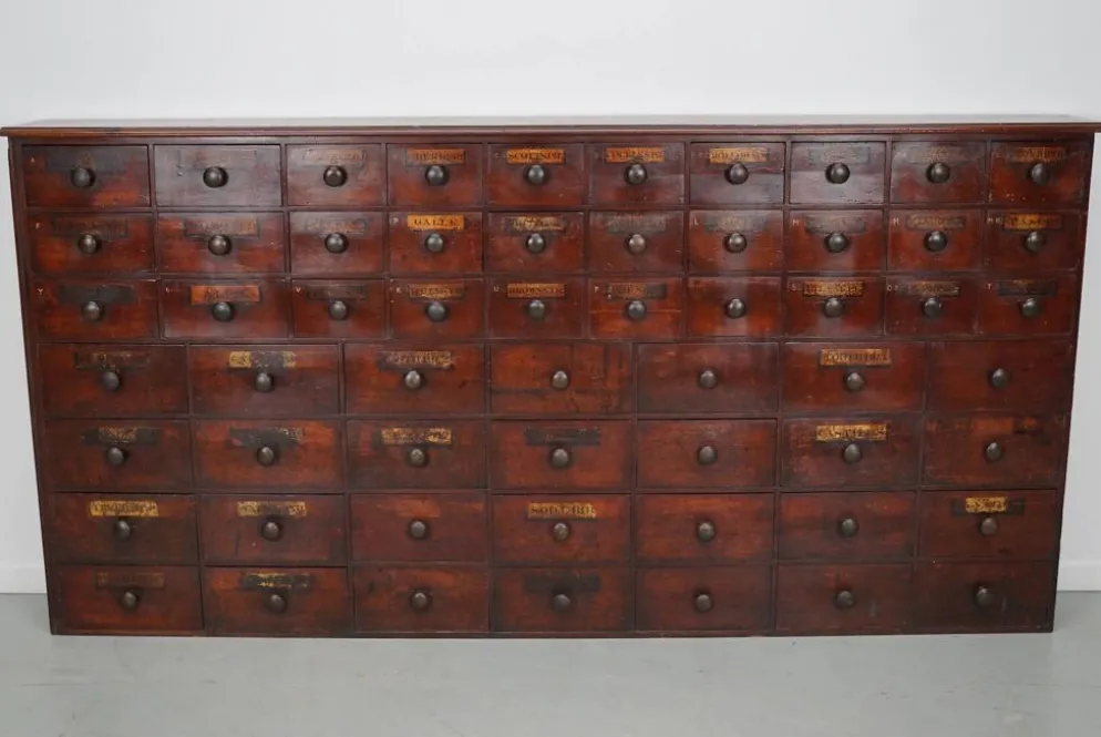 Armoire d'apothicaire / commode à tiroirs en bois dur antique, Angleterre, XIXe siècle