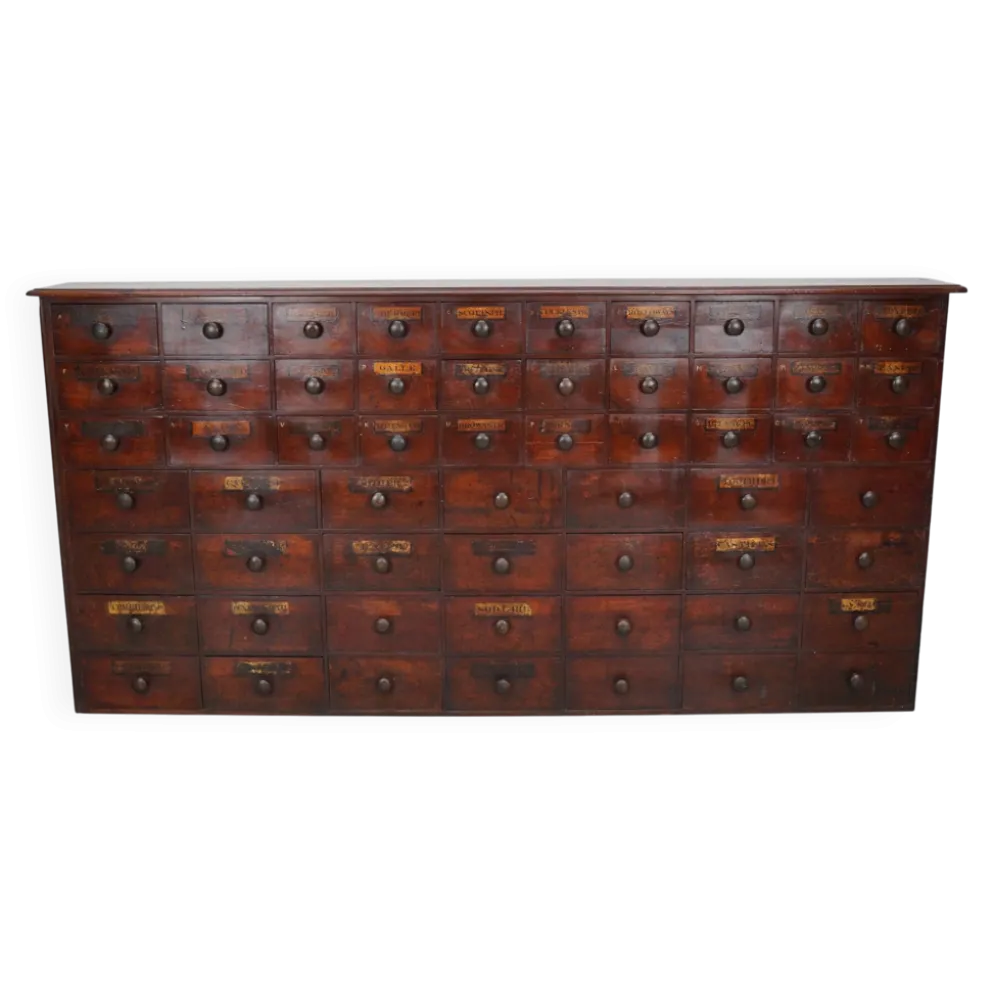 Armoire d'apothicaire / commode à tiroirs en bois dur antique, Angleterre, XIXe siècle