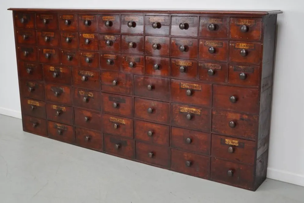 Armoire d'apothicaire / commode à tiroirs en bois dur antique, Angleterre, XIXe siècle