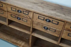 Armoire d'apothicaire / comptoir de magasin rustique en pin allemand vintage, années 1930