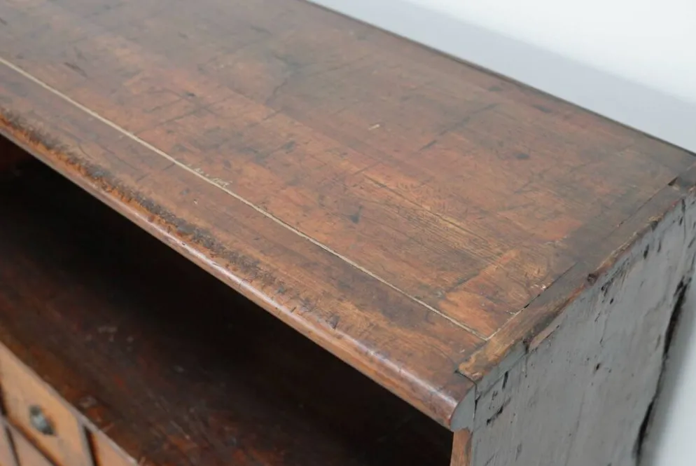 Armoire d'apothicaire victorienne ancienne en bois dur et en pin