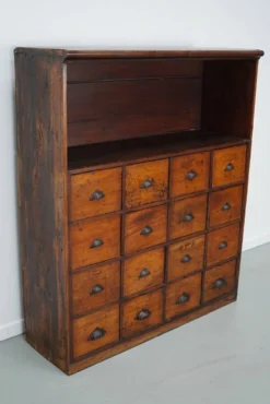 Armoire d'apothicaire victorienne ancienne en bois dur et en pin