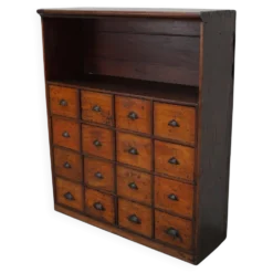 Armoire d'apothicaire victorienne ancienne en bois dur et en pin