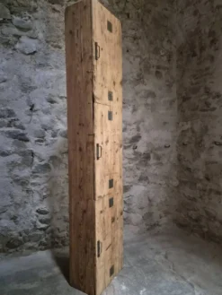 Armoire d'atelier française ancienne en pin avec compartiments