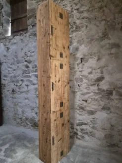 Armoire d'atelier française ancienne en pin avec compartiments