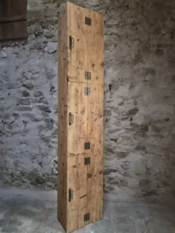 Armoire d'atelier française ancienne en pin avec compartiments