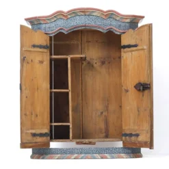 Armoire de mariage peinte en art populaire rustique exceptionnel de 1784