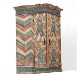 Armoire de mariage peinte en art populaire rustique exceptionnel de 1784