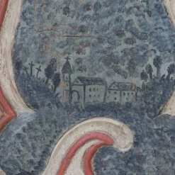 Armoire de mariage peinte en art populaire rustique exceptionnel de 1784