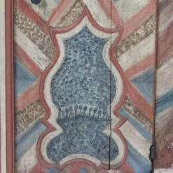 Armoire de mariage peinte en art populaire rustique exceptionnel de 1784