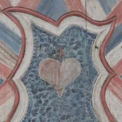 Armoire de mariage peinte en art populaire rustique exceptionnel de 1784