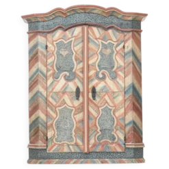 Armoire de mariage peinte en art populaire rustique exceptionnel de 1784