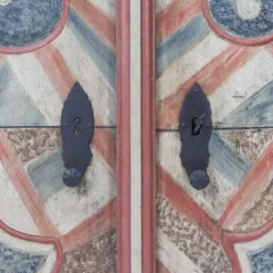 Armoire de mariage peinte en art populaire rustique exceptionnel de 1784
