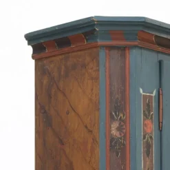 Armoire de mariée rustique peinte, art populaire de ferme, 1841