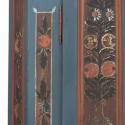 Armoire de mariée rustique peinte, art populaire de ferme, 1841