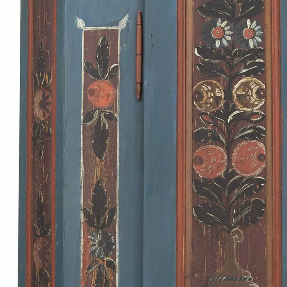 Armoire de mariée rustique peinte, art populaire de ferme, 1841