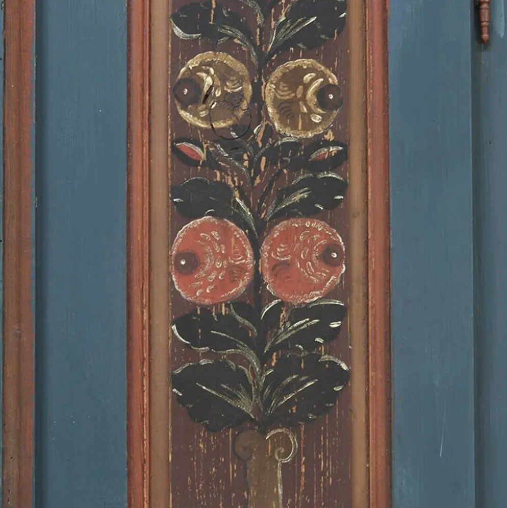 Armoire de mariée rustique peinte, art populaire de ferme, 1841