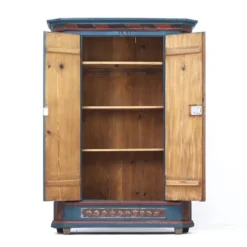 Armoire de mariée rustique peinte, art populaire de ferme, 1841