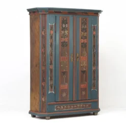 Armoire de mariée rustique peinte, art populaire de ferme, 1841