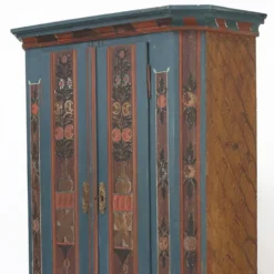 Armoire de mariée rustique peinte, art populaire de ferme, 1841