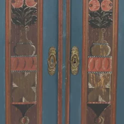 Armoire de mariée rustique peinte, art populaire de ferme, 1841