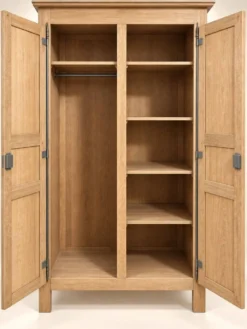 Armoire deux portes – Chêne massif – Style classique provincial – Aérogommée