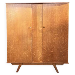 Armoire dressing vintage chêne tigré – pieds compas 50/60 – scandinave