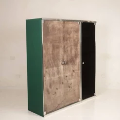 Armoire en verre fumé et en daim de Guido Faleschini pour i4 Mariani 1979