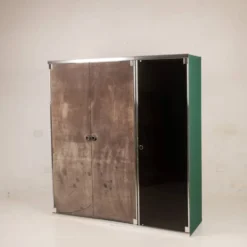 Armoire en verre fumé et en daim de Guido Faleschini pour i4 Mariani 1979