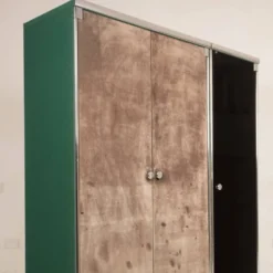 Armoire en verre fumé et en daim de Guido Faleschini pour i4 Mariani 1979
