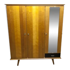 Armoire Française pieds compas 3 portes 1 miroir 27*130 et 1 t