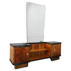 Armoire à miroir Art déco italienne des années 1940 en finition noyer