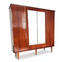 Armoire palissandre, miroirs & laiton doré — style Art Déco