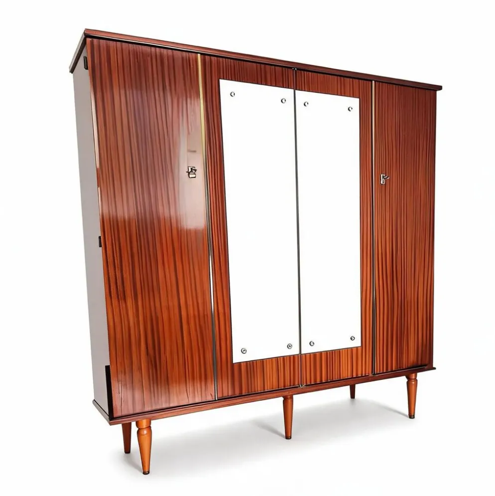 Armoire palissandre, miroirs & laiton doré — style Art Déco