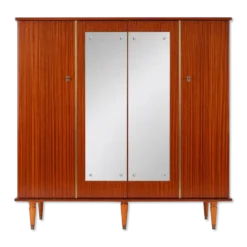Armoire palissandre, miroirs & laiton doré — style Art Déco
