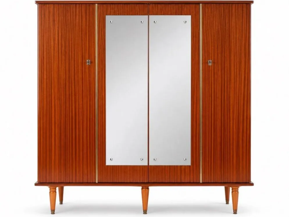 Armoire palissandre, miroirs & laiton doré — style Art Déco