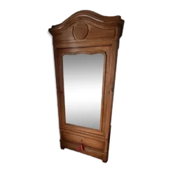 Armoire parisienne ancienne en bois massif et miroir biseauté