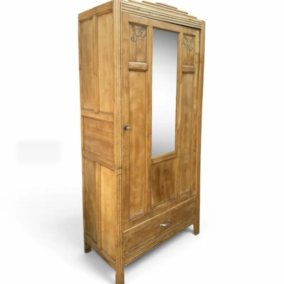Armoire parisienne art déco chêne brut rénovée
