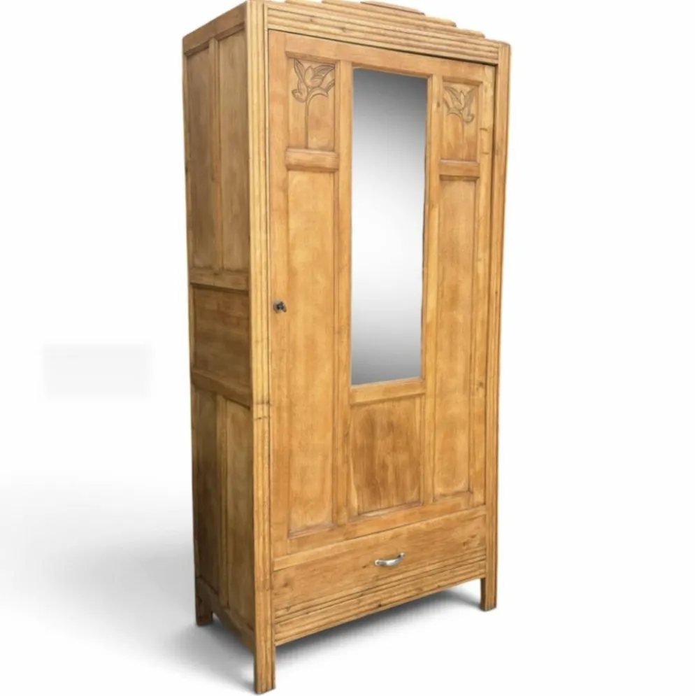 Armoire parisienne art déco chêne brut rénovée