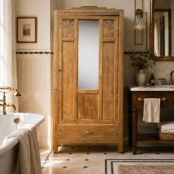 Armoire parisienne art déco chêne brut rénovée