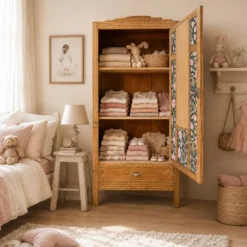 Armoire parisienne art déco chêne brut rénovée