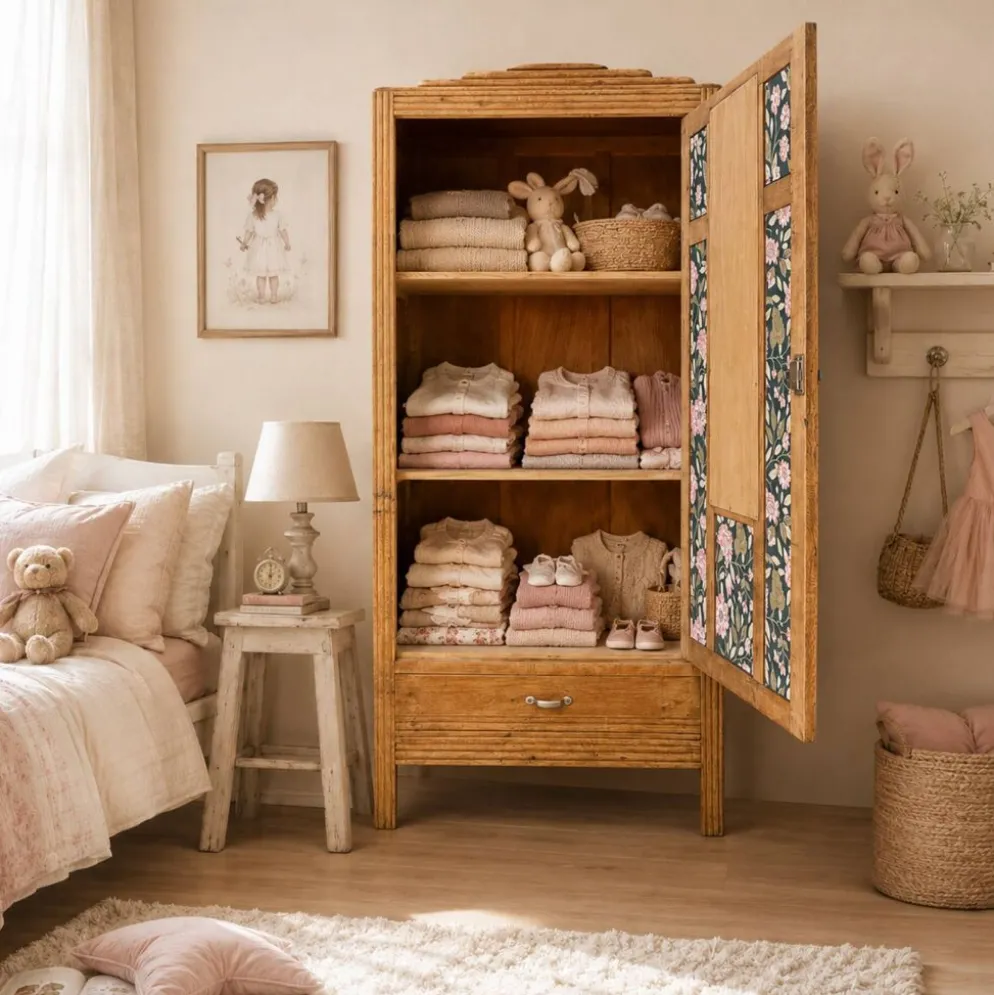 Armoire parisienne art déco chêne brut rénovée